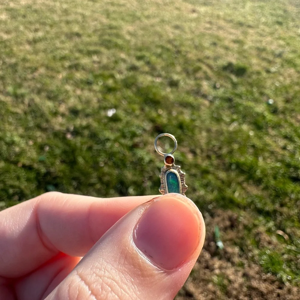 10k custom one of a kind opal and citrine hoop charms - Picture 9 of 11